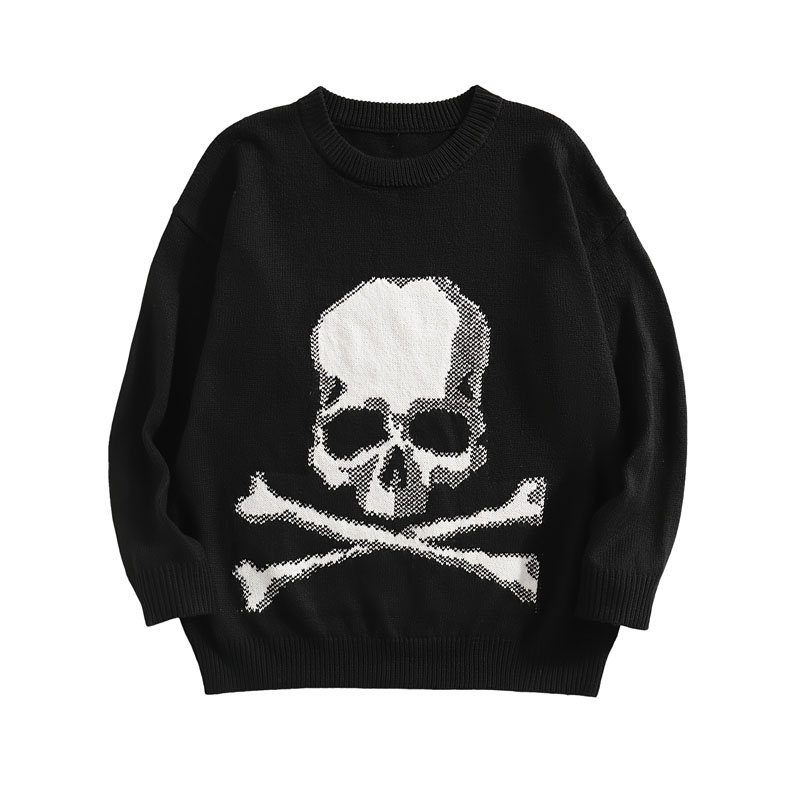 Suéter masculino de malha do pescoço da tripulação de Halloween
