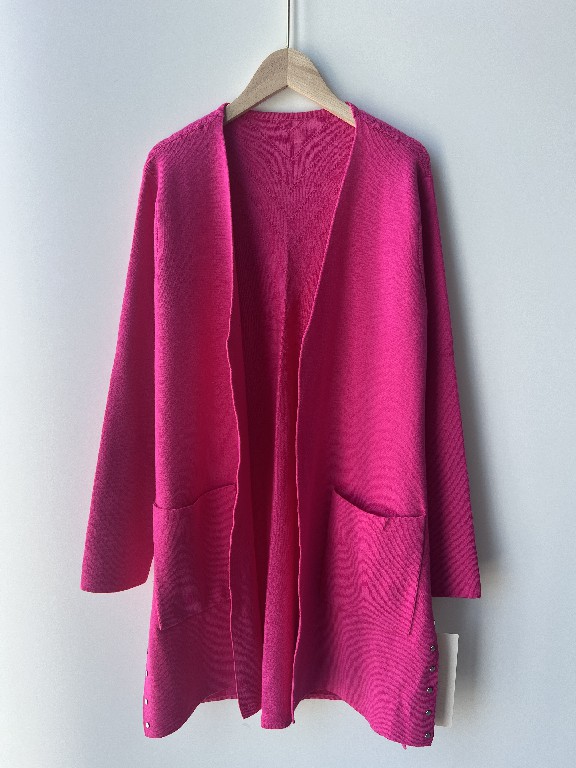 Pocket Red Knit Feminino Cardigan Sweater