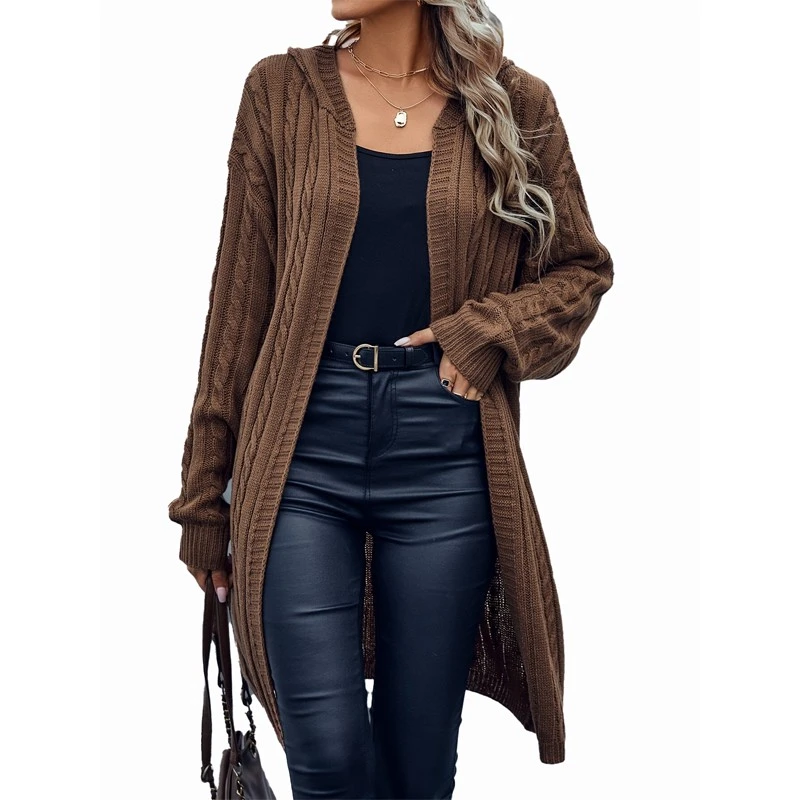 Mulheres Long Cardigan Hoodie Sweater